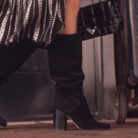 NIB Michael Kors Suede Leigh Black Boots 10 - Picture 1 of 10
